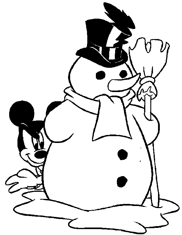 Kolorowanka bałwan i Myszka Miki